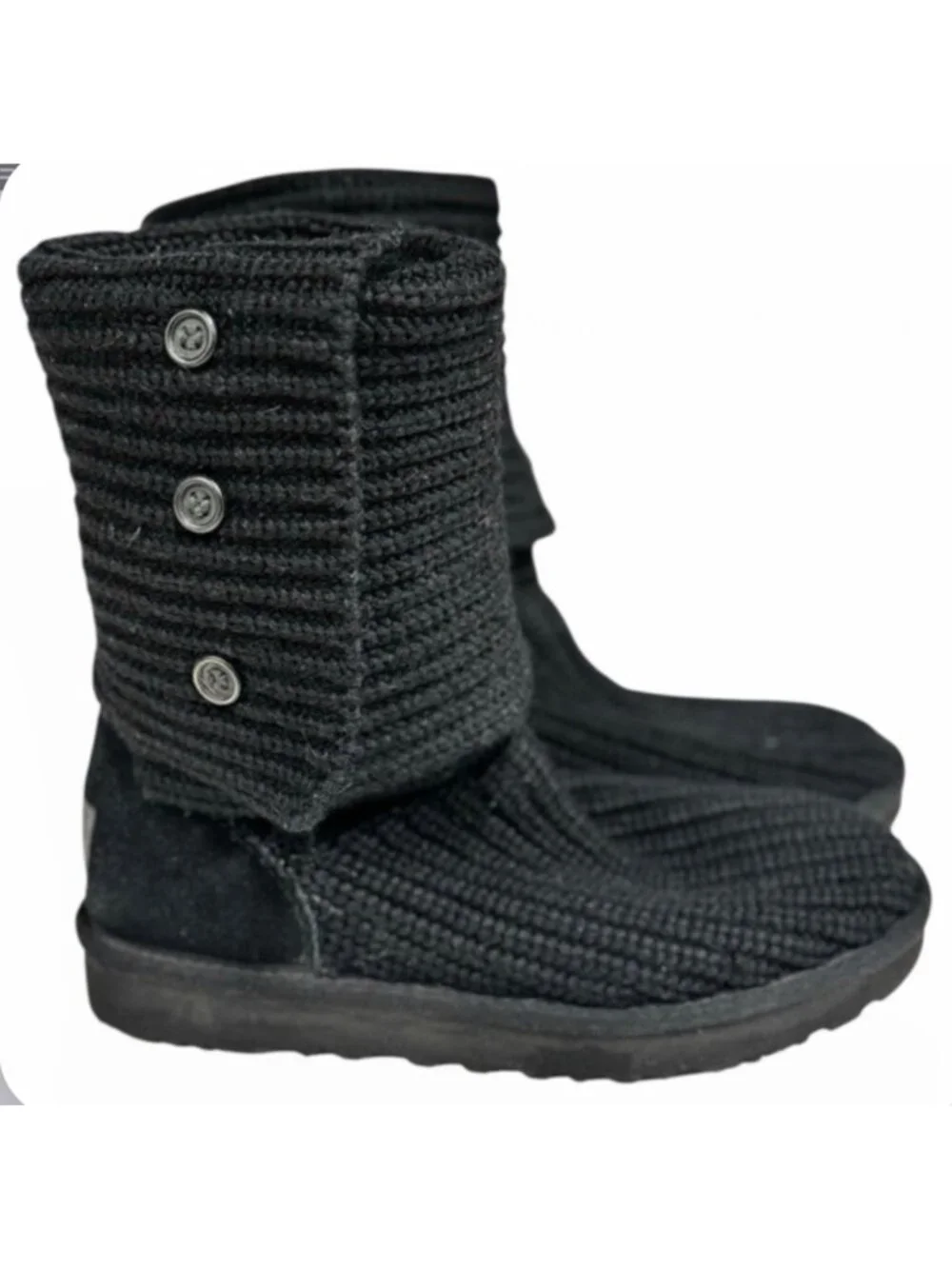 UGG Women ‘s Classic Black Cardy Knit Boots Size 10